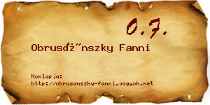Obrusánszky Fanni névjegykártya